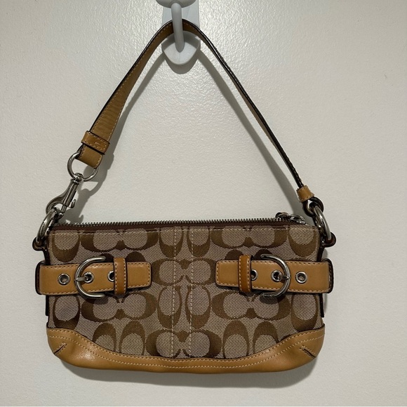Coach signature brown and khaki mini bag baguette - Picture 1 of 7